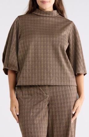 Democracy Plaid Mock Neck Crop Top in Brown Multi at Nordstrom Rack, Size 3 X