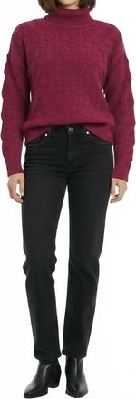 THML Clothing Ribbed Turtleneck Sweater In Burgundy