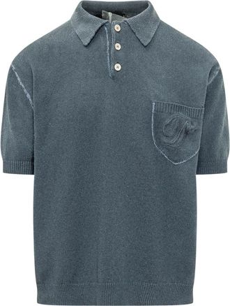 Dsquared2 Blue Solid Shirt Collar Polo