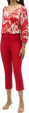 Joseph Ribkoff Cuffed Pull On Capri Pants In Radiant Red