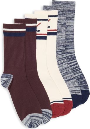 Nordstrom Rack Conversational Sporty 3-Pack Assorted Crew Socks in White Burgundy Golf at Nordstrom Rack