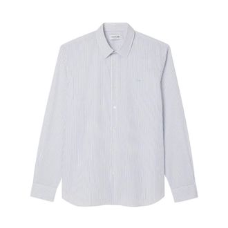 Lacoste Regular Fit Gestreept Poplin Overhemd - Heren - Casual Overhemden - Blauw - 2XL - Katoen - Overhemden