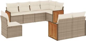 vidaXL Vidaxl - Juego De Sof&aacute;s De Jard&iacute;n Con Cojines Beige 8 Pzas Rat&aacute;n Pe