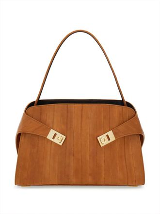 Ferragamo medium Hug top-handle shoulder bag - women - Eel Skin/Fabric - One Size - Brown