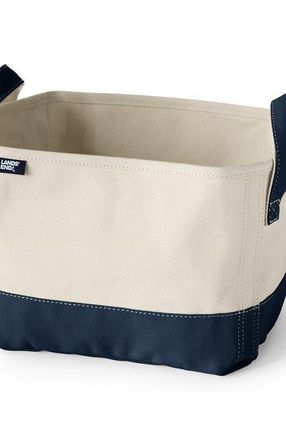 Lands End Large Canvas Storage Tote in Natural/radiant Navy at Nordstrom, Size Medium