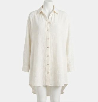 Faherty WomenS Dune Cotton Gauze Haze Shirtdress In White