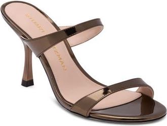 Stuart Weitzman Nudist Metallic Slide Sandal in Cigar at Nordstrom, Size 9.5