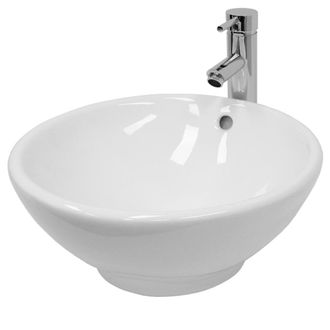 ECD Germany Lavabo de cerámica con juego desagüe blanco