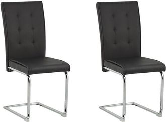 Beliani Beliani - Set of 2 Cantilever Dining Chairs Faux Leather Black Dining Room Rovard