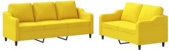 vidaXL Vidaxl - Juego De Sof&aacute;s Con Cojines 2 Piezas Tela Amarillo Claro