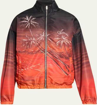 Amiri Mens Hawaii Logo Nylon Full-Zip Jacket