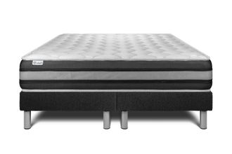 VITALIT Vitalit - Base Tapizada Negro + Colch&oacute;n Con Muelles Y Viscoel&aacute;stica 2x100x200