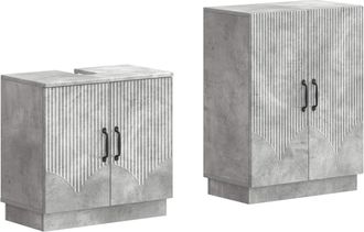 vidaXL Juego De Gabinete De Ba&ntilde;o De 2 Piezas Hoorn Gris Hormig&oacute;n Vidaxl