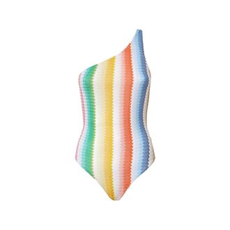 Missoni One-piece, female, Multicolor, Size: S One-shoulder One-piece Swimsuit with D&eacute;grad&eacute; Zigzag Pattern