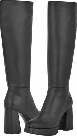 Nine West Vadda Boots sBlack Faux Leather Platform Block Heel HTAT727