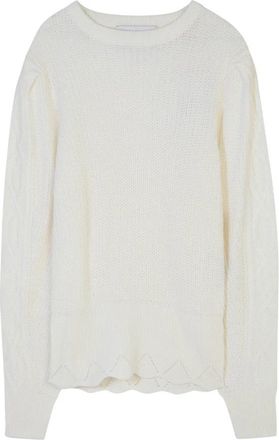 Silvian Heach Rondgebreide trui met mouwdecoraties - Dames - Truien - Wit - Maat: XS Nylon