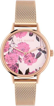 Ted Baker Phylipa Recycled Stainless Steel Mesh Strap Watch, 36mm in Rose Gold-Tone at Nordstrom