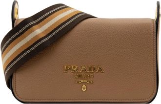 Prada Leren schoudertas met magnetische knoop voor dames - Dames - Schoudertassen - Bruin - ONE Size - Leer - Tassen