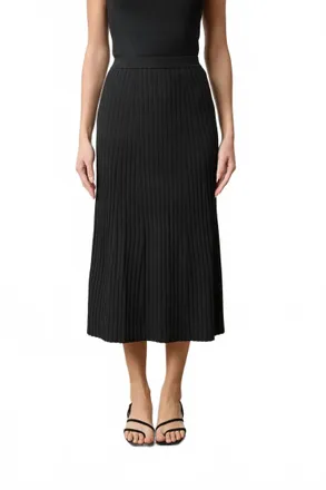 Lilla P Straight Rib Skirt In Black