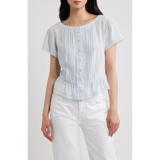 Frame Denim The Silk Coquette Top in Sky Blue at Nordstrom, Size X-Small