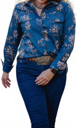 Ariat Wolseley Long Sleeve Button Down Shirt In Blue
