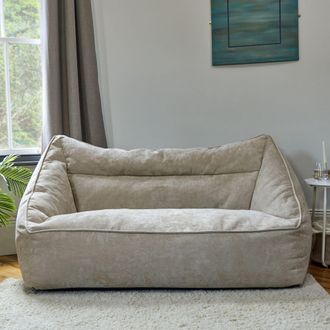 Icon Brand Cecilia Bean Bag Sofa Grey Giant Chenille Bean Bag Chair in Beige | Size: 2XL
