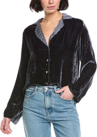Velvet Velvet By Graham & Spencer Brenna Velvet Silk-Blend Shirt