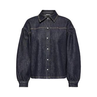 Only Only - Donkerblauwe Denim Shirt - Dames - Blouses & Shirts - Blauw - Maat: XS Denim