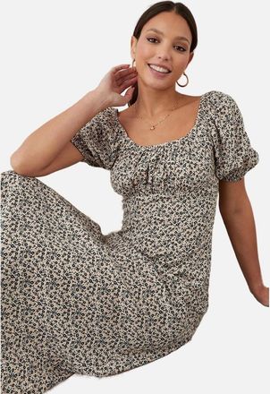 Dorothy Perkins Womens Dorothy Perkins Womens/Ladies Ditsy Print Ruched Midi Dress - Cream - Size: 14