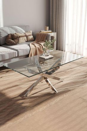 Living and Home Rectangle Clear Glass Top Coffee End Table