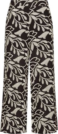 Elena Miro High-Waisted Cropped Wide-Leg Botanical Pants