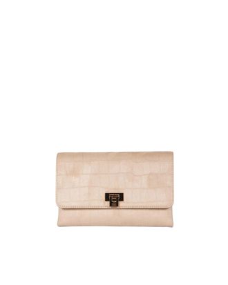 Elisabetta Franchi Crocodile-Embossed Suede Shoulder Bag With Braided Strap