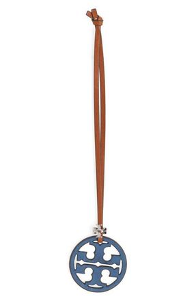 Tory Burch Miller Logo Leather Key Fob in Soft Blue at Nordstrom