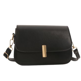 Generic PU Leather Saddle Crossbody Bag Casual Fashion Handbag for Women Dating (Black)
