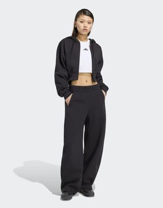 adidas Essentials Contemporary - Pantaloni bombati neri in pile-Nero