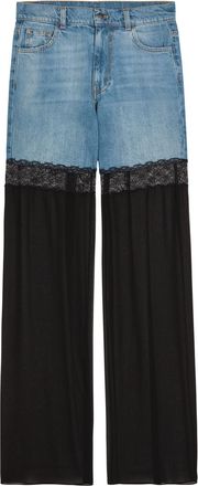 Nensi Dojaka Panelled Lace-trim Wide-leg Jeans - Blue - 36 (UK4 / Xxs)
