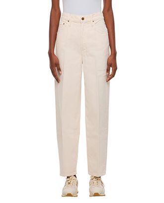 Mother White Tapered High Rise Jeans