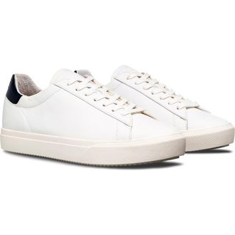 Clae Bradley Venice Leather Sneaker in White Leather Navy at Nordstrom Rack, Size 11