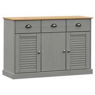 Berkfield Home Sideboard with Drawers VIGO 113x40x75 cm Grey Solid Wood Pine | Size: 113 x 40 x 75 cm