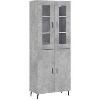 vidaXL Vidaxl - Aparador Alto Madera Contrachapada Gris Hormig&oacute;n 69,5x34x180 Cm