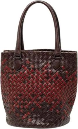 Bottega Veneta Pre-owned Tote Bags, female, Brown, Size: ONE SIZE Pre-owned Woven Bucket Bag