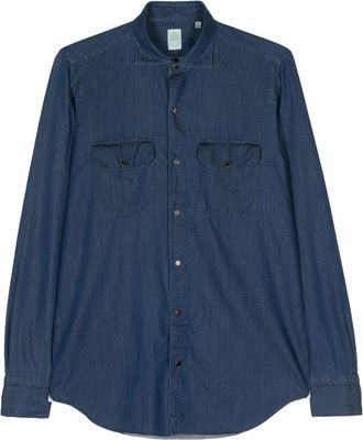 Finamore press-stud chambray shirt - men - Cotton - 39 - Blue