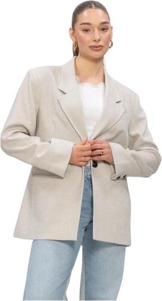 Co'Couture Jassen, Dames, Beige, L, Leer, Mavacc Power Blazer