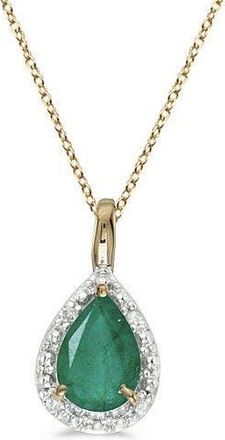 Allurez Pear Shaped Pendant Necklace in 0.70Ct, Emerald, Yellow Gold at Nordstrom, Size 18