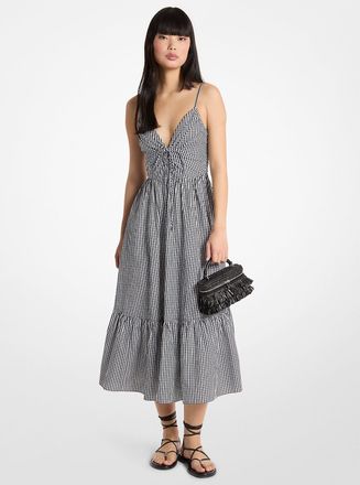Michael Kors Gingham Cotton Midi Dress