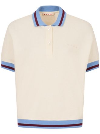 Marni Cropped Polo Shirt with Contrasting Ribbed Trims
