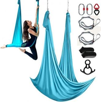 OEM Aerial Yoga H&auml;ngematte Set 10 X 2,8 M, Blau Aerial Yoga Swing Air Fliegen, Indoor Aerial Yoga Hammock Swing 1000 Kg Max. Tragf&auml;higkeit, Inkl. Yoga-soc