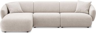 Castlery Auburn Chaise Sectional Sofa Left Facing Customized, Performance Linen Weave, Light Grey, Spill Resistant, Modular, Castlery