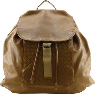 Bottega Veneta Intrecciato Beige Leather Backpack (Pre-Owned)