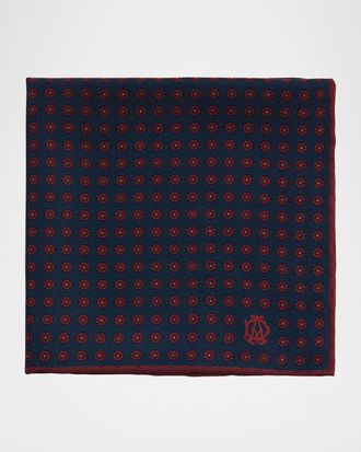 Dunhill Mens Pedal-Print Mulberry Silk Pocket Square